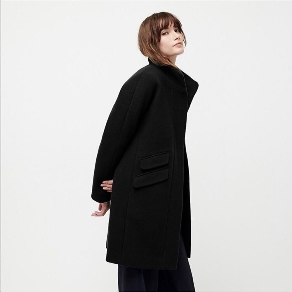 J.Crew Cocoon Italian Stadium Cloth by Nello Gori Wool Black Women’s Coat Sz 12